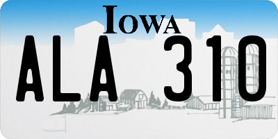 IA license plate ALA310