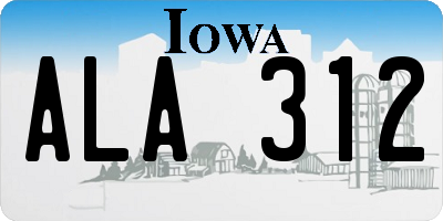 IA license plate ALA312