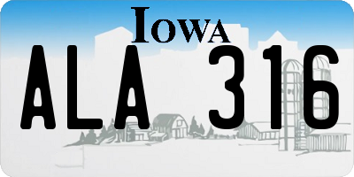 IA license plate ALA316