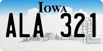 IA license plate ALA321