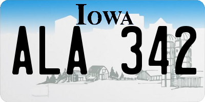 IA license plate ALA342