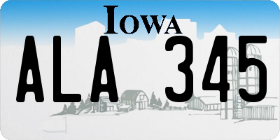 IA license plate ALA345