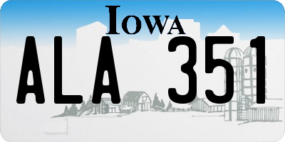 IA license plate ALA351