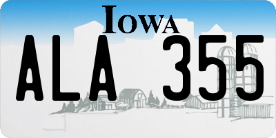 IA license plate ALA355
