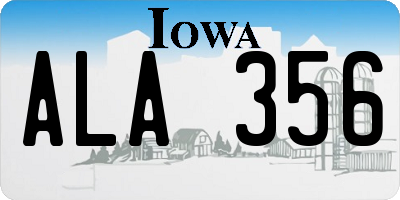 IA license plate ALA356