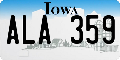 IA license plate ALA359