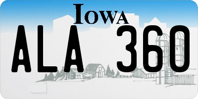 IA license plate ALA360
