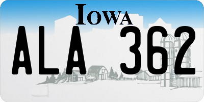 IA license plate ALA362