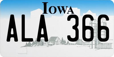 IA license plate ALA366