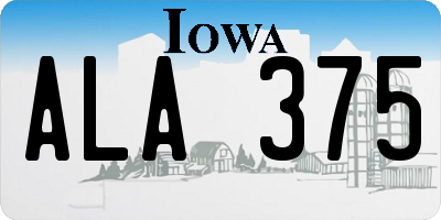 IA license plate ALA375