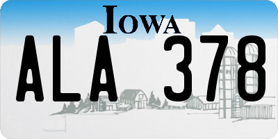 IA license plate ALA378