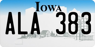 IA license plate ALA383
