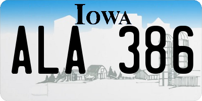 IA license plate ALA386