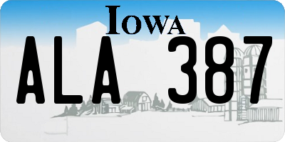 IA license plate ALA387