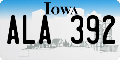 IA license plate ALA392