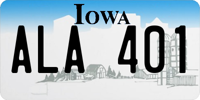IA license plate ALA401