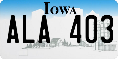 IA license plate ALA403