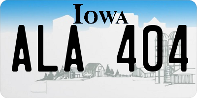 IA license plate ALA404