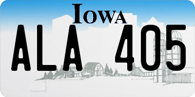 IA license plate ALA405