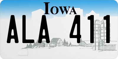 IA license plate ALA411