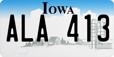 IA license plate ALA413