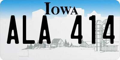 IA license plate ALA414
