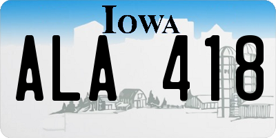 IA license plate ALA418