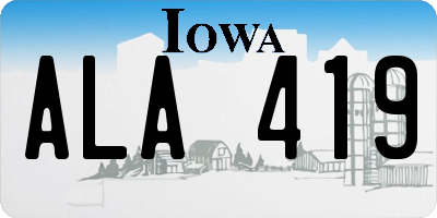 IA license plate ALA419