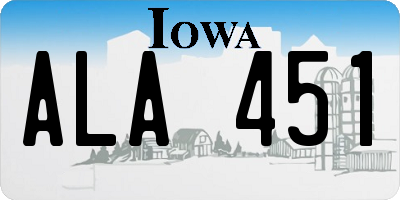 IA license plate ALA451