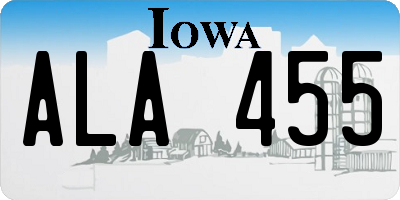 IA license plate ALA455