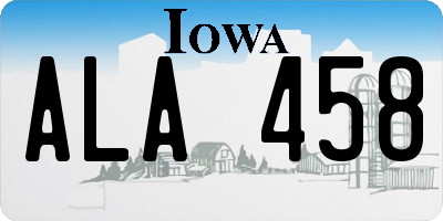 IA license plate ALA458