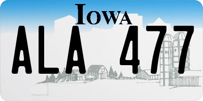 IA license plate ALA477