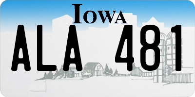IA license plate ALA481