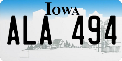 IA license plate ALA494