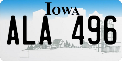 IA license plate ALA496