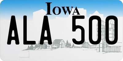 IA license plate ALA500