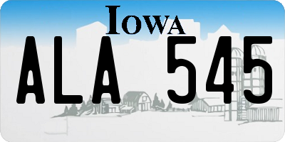 IA license plate ALA545