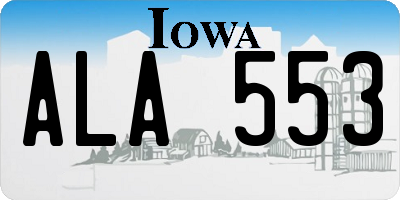 IA license plate ALA553