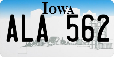 IA license plate ALA562
