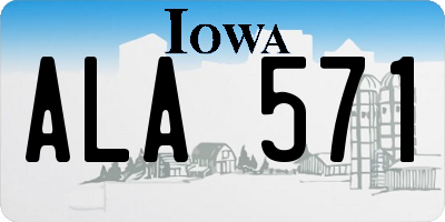 IA license plate ALA571