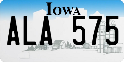 IA license plate ALA575