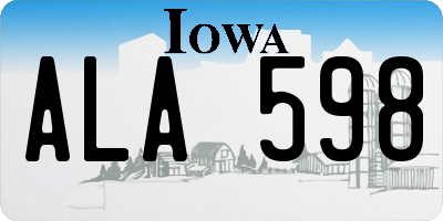 IA license plate ALA598