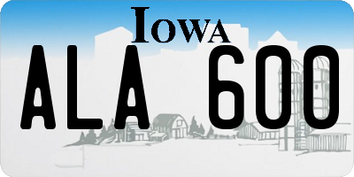 IA license plate ALA600