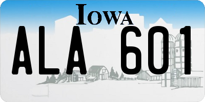 IA license plate ALA601