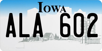 IA license plate ALA602