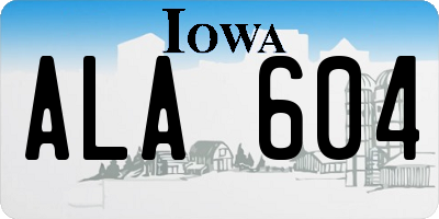 IA license plate ALA604