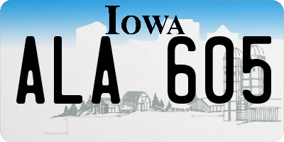IA license plate ALA605