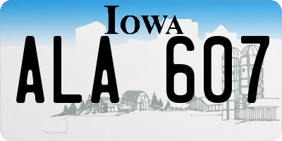 IA license plate ALA607