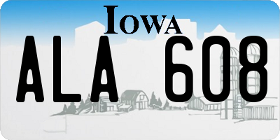 IA license plate ALA608