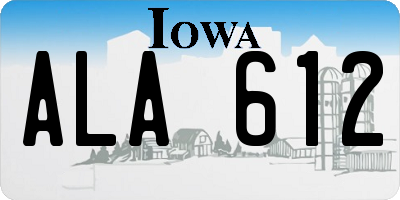 IA license plate ALA612
